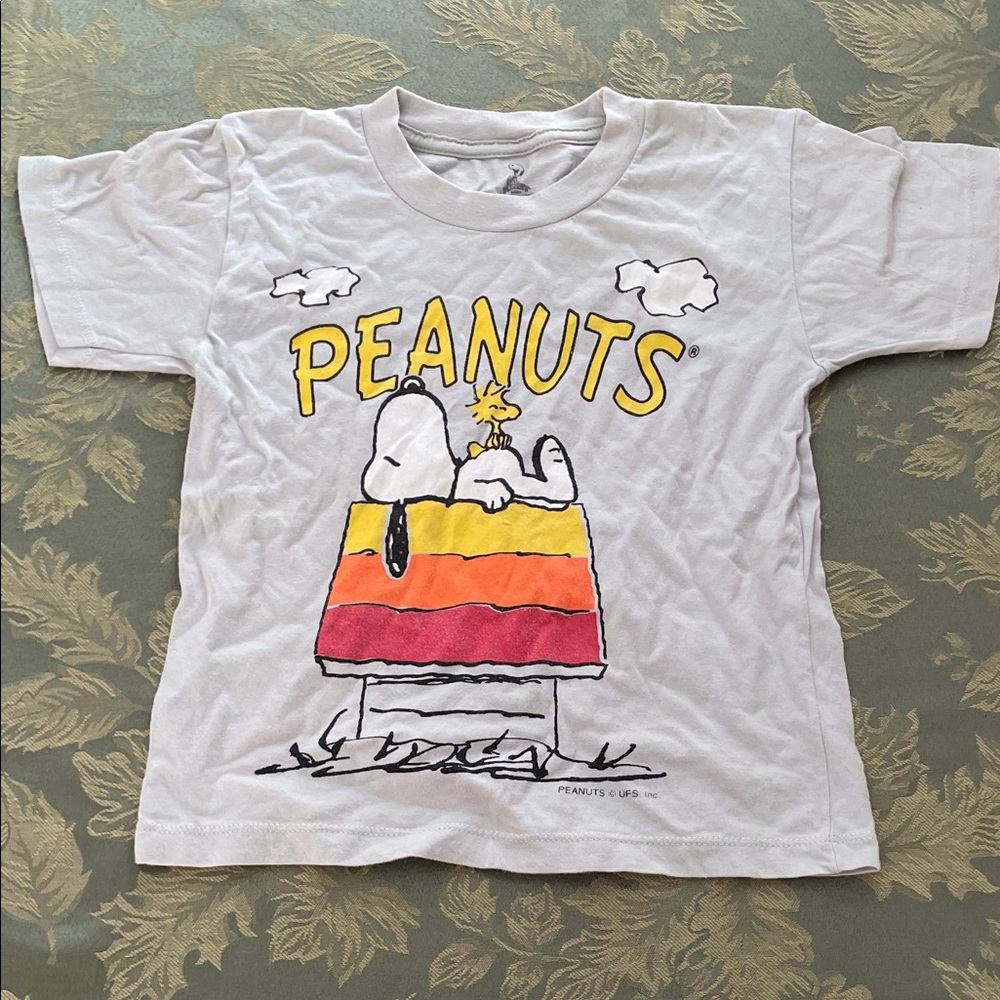 Peanuts White Tee with Snoopy and Woodstock